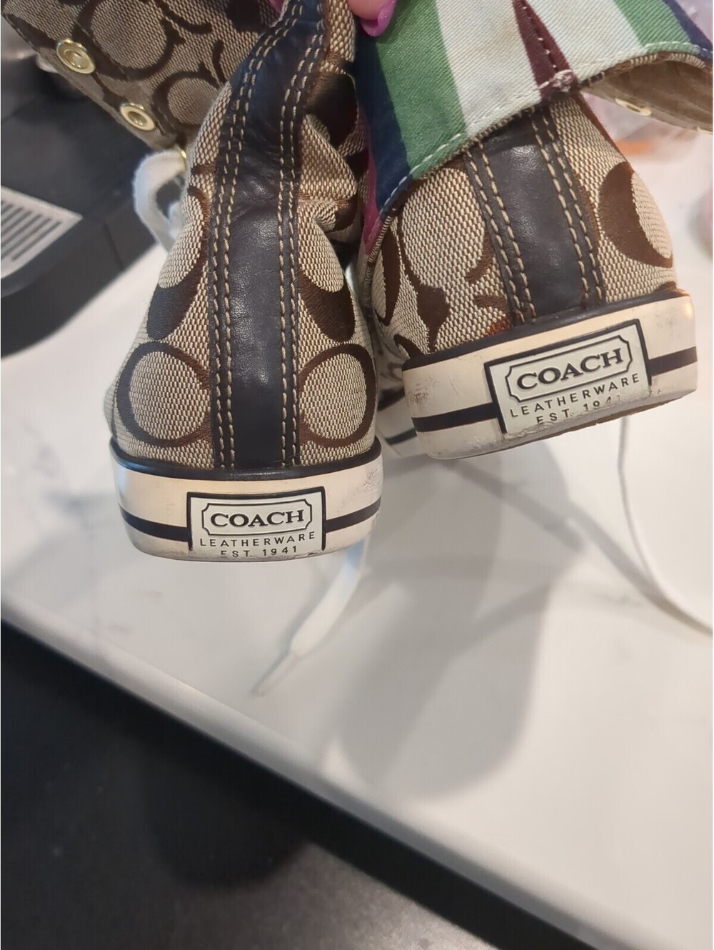 Coach Bonney High Top Chuck Taylor A1283 brown womans shoes size 6.5 - Picture 6 of 8